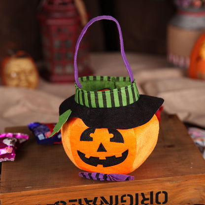 Cute Halloween Candy Bag Halloween Pumpkin Pattern Portable Handbag Cosplay Props Gift Basket Kids Gifts